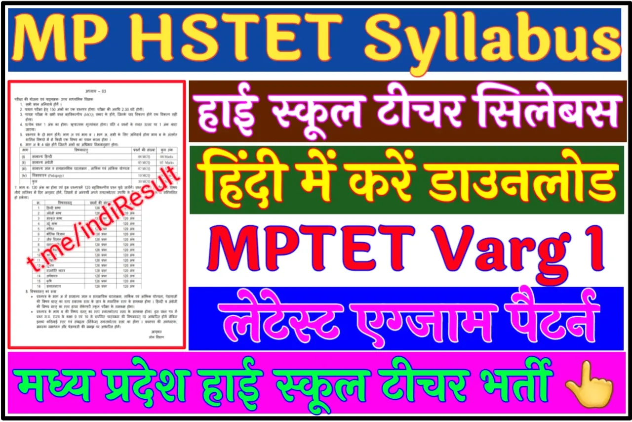 MP TET High School Teacher Syllabus 2023 Pdf Download in Hindi HSTET Exam Pattern