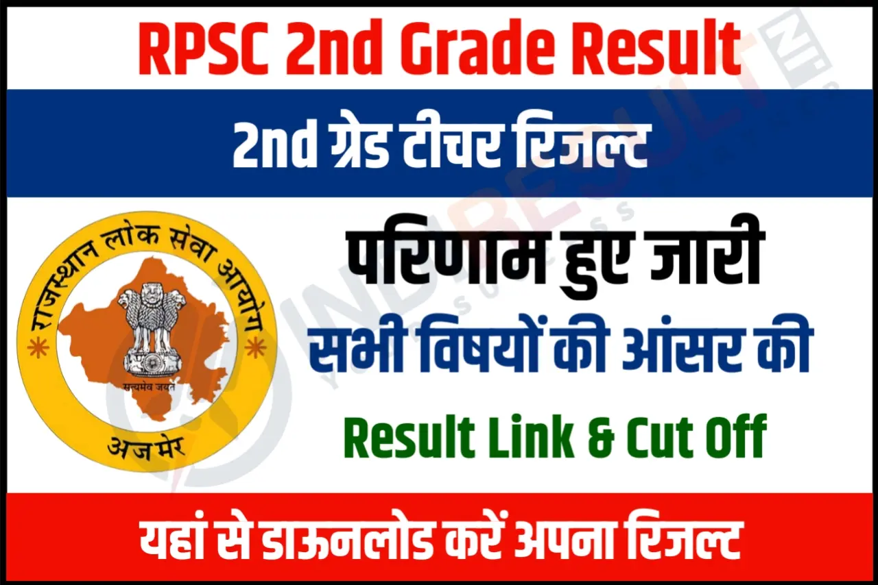 RPSC 2nd Grade Result 2023 Out Download Senior Teacher Cut Off & Merit List