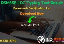 RSMSSB LDC Typing Test Result - Rajasthan Subordinate and Ministerial Services Selection Board RSMSSB has released Typing Test Result, Documents Verification List & DV Dates For LDC, JA Exam. As per the latest result notice of RSMSSB, LDC Typing Test Result Merit List released on 25/26 October 2019. Candidates can download Typing Test Result from here and check their result by Registration number & name wise.
