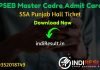PSEB Master Cadre Admit Card 2020 - Download Admit Card of SSA Punjab PSEB Master Cadre Teacher Exam 2020. Punjab Education Board will publish Admit Card Of SSA PSEB Master Cadre exam on official website ssapunjab.org.
