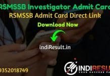 RSMSSB Investigator Admit Card 2020 - Download Admit Card Of RSMSSB Investigator Exam 2020. Exam Date of RSMSSB Investigator Exam is 27 December 2020. Rajasthan Subordinate and Ministerial Services Selection Board will publish Admit Card Of RSMSSB Investigator exam on official website