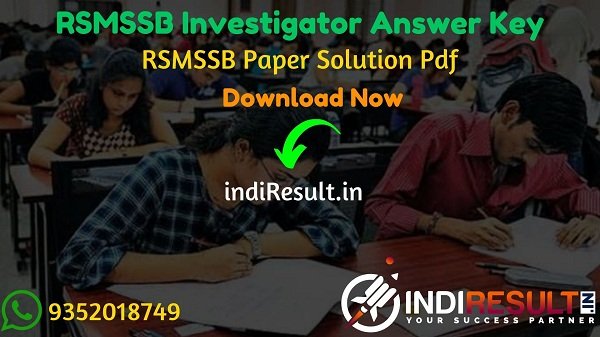RSMSSB Investigator Answer Key 2021 - Download RSMSSB Answer Key pdf of Investigator. Download RSMSSB Investigator Official answer key Pdf of 27 December