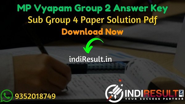 MP Vyapam Group 2 Sub Group 4 Answer Key 2021 -Download MPPEB Group 2 Sub Group 4 Answer Key Pdf peb.mp.gov.in. Answer Key Of MP Group 2 Sub Group 4 Exam.