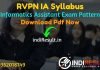 RVPN IA Syllabus 2021 - RVPNL IA/Informatics Assistant Syllabus pdf Download. IA Syllabus & RVPN IA Exam Pattern, Download RVPNL IA Syllabus pdf.