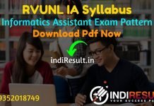 RVUNL IA Syllabus 2021 - RVUNL IA/Informatics Assistant Syllabus pdf Download. RVUNL IA Exam Pattern & Syllabus, Download JVVNL AVVNL IA Syllabus pdf.