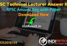 RPSC Technical Lecturer Answer Key 2021 -Download Answer Key of RPSC Technical Lecturer exam. rpsc.rajasthan.gov.in Lecturer Technical Edu Dept Answer Key.