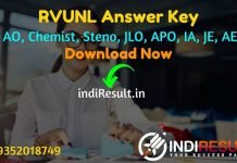 RVUNL Answer Key 2021 - Download RVUNL AO, Chemist, Steno, JLO, APO, IA, JE, AE, JA Answer Keys. energy.rajasthan.gov released Answer key of rvunl exam 2021