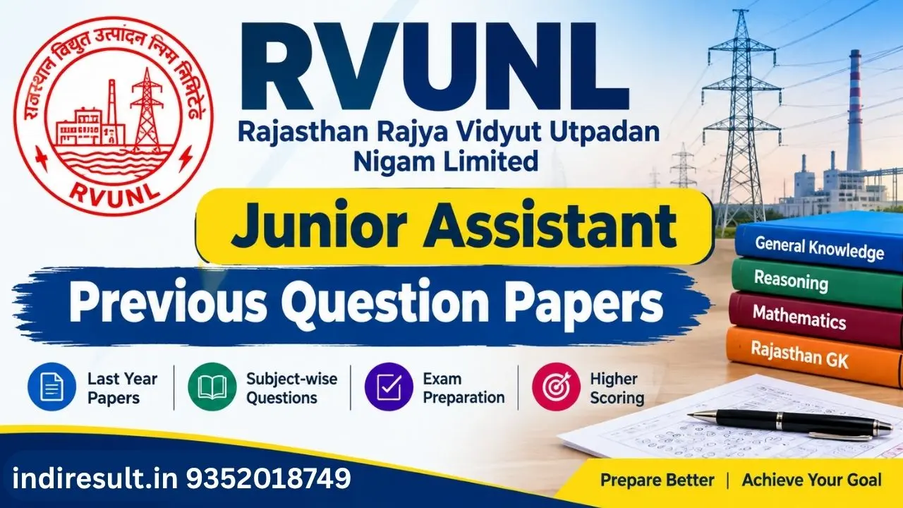 RVUNL Junior Assistant Previous Question Papers Pdf Download Old Paper with Solution
