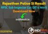 Rajasthan Police SI Result 2021 -Download RPSC Sub Inspector Result, Cut off & Merit List. Result Date Of Rajasthan Police SI Exam is 24 December 2021.