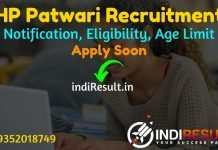 HP Patwari Recruitment 2022 -Apply Online Himachal Pradesh 1128 Revenue Patwari Vacancy, Notification, Eligibility, Age Limit, Salary, Last Date, Selection.