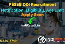 PSSSB DDI Recruitment 2021 -Apply online PSSSB released 25 Dairy Development Inspector Vacancy Notification, Eligibility, Age Limit, Salary, Qualification.