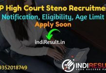 MP High Court Stenographer Recruitment 2021 –Apply MP High Court 1255 Stenographer Grade 2 & Grade 3 Vacancy Notification, Eligibility , Age Limit, Salary.