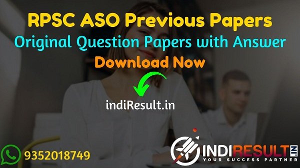 RPSC ASO Previous Question Papers -Download RPSC Asst. Statistical Officer Previous Year Papers with Answer Key Pdf. rpsc.rajasthan.gov ASO Question Papers.