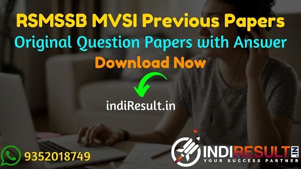 RSMSSB MVSI Previous Question Papers –Download Rajasthan MVSI Question Paper Pdf, RSMSSB Motor Vehicle Sub Inspector Old Papers, RTO SI Papers Rajasthan.