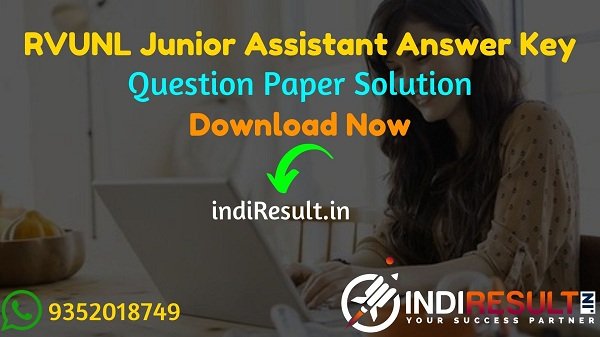 RVUNL Junior Assistant Answer Key 2021 - Download Answer Key of RVUNL Junior Assistant Exam Pdf. Get JVVNL RVPN Junior Assistant Paper Solution Key here.