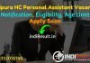 Tripura High Court Personal Assistant Recruitment 2021 -Apply Online Tripura HC Personal Assistant Vacancy Notification, Eligibility, Salary, Age Limit.