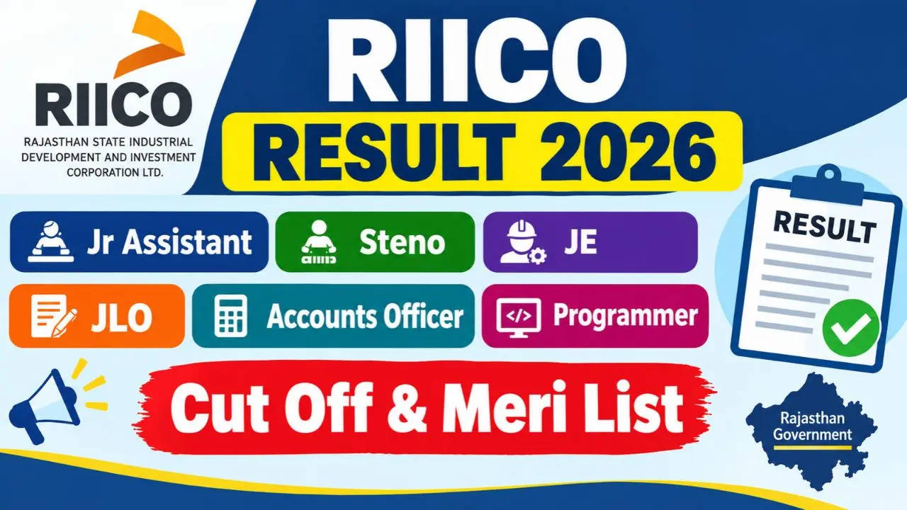 RIICO Result 2026 Download RIICO Jr Assistant, Steno, JE, JLO, Accounts Officer, Programmer Result Cut Off & Merit List