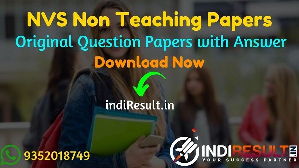 NVS Non Teaching Previous Question Papers -Download NVS JSA, JE, MTS, Helper, Steno, Lab Attendant, Staff Nurse, Computer Operator Previous Paper Pdf Hindi.