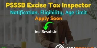 PSSSB Excise Tax Inspector Recruitment 2022 - Apply Punjab PSSSB 107 Excise & Tax Inspector Vacancy Notification, Eligibility, Age Limit, Salary, Last Date.