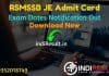 RSMSSB JE Admit Card 2022 -Direct Link Download RSMSSB JEN Admit Card 2022. Rajasthan RSMSSB will publish Admit Card Of Junior Engineer exam on 11 May 2022.