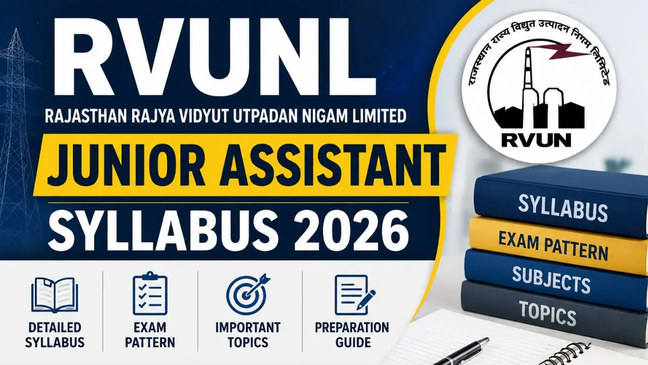 RVUNL Junior Assistant Syllabus 2026 Pdf Download (Hindi/English) JA Exam Pattern