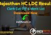 Rajasthan High Court LDC Result 2022-Download HCRAJ LDC Result, Cut off & Merit List 2022. Result Date Of Rajasthan High Court Clerk Exam is 25 May 2022.