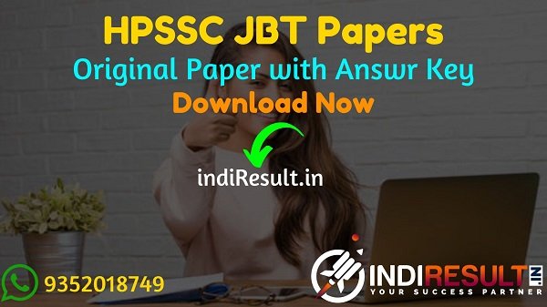 HPSSC JBT Previous Question Papers -Download HP Junior Basic Teacher (JBT) Previous Year Papers with Answer Key Pdf. HPSSC JBT Papers,JBT Old Question Paper