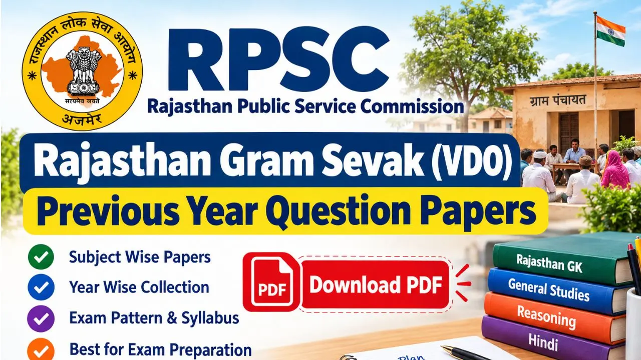 Rajasthan Gram Sevak (VDO) Previous Year Question Papers Pdf Download RSMSSB Old Papers