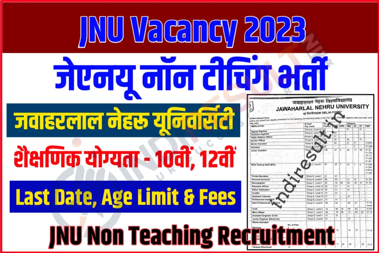 JNU Recruitment 2023 For Junior Assistant, Steno, MTS & Non Teaching Posts