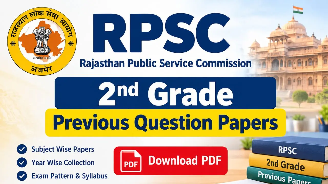 RPSC 2nd Grade Previous Question Papers Pdf Download Original 15 Years Old Paper